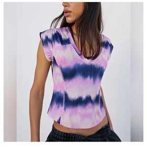 NWT Free People Movement Tee True North Print Pink, Coloful Size Medium